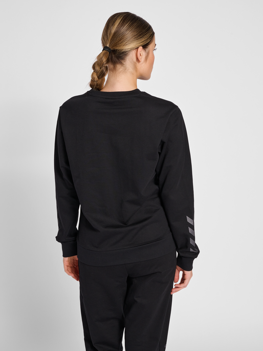 hmlOFFGRID COTTON SWEATSHIRT WO, JET BLACK/FORGED IRON, model