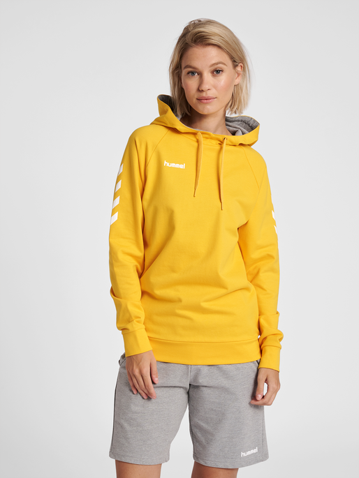 HMLGO COTTON HOODIE WOMAN, SPORTS YELLOW, model