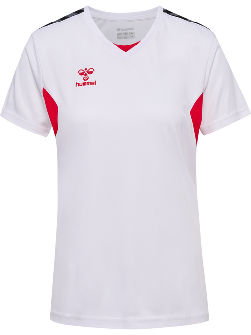 hmlAUTHENTIC PL JERSEY S/S WOMAN, WHITE/TRUE RED, packshot