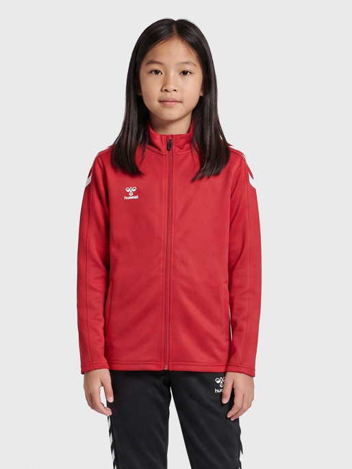 hmlCORE XK POLY ZIP SWEAT KIDS, TRUE RED, model