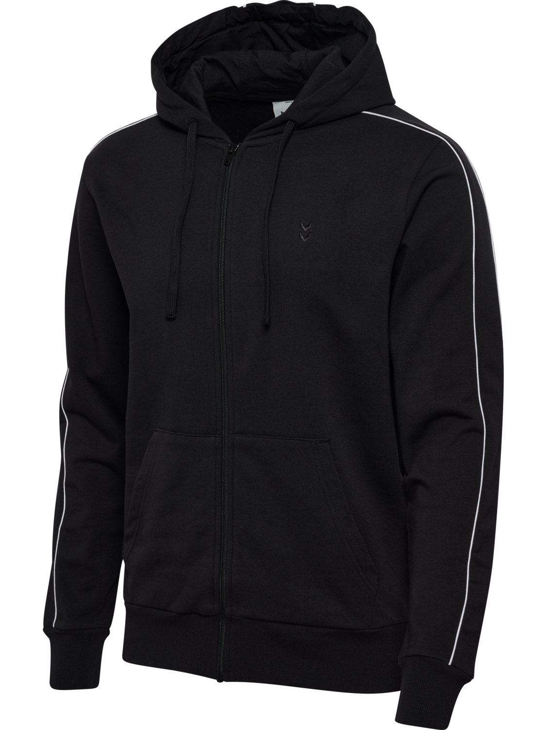 hmlPULSE PIPING ZIP HOODIE, BLACK, packshot