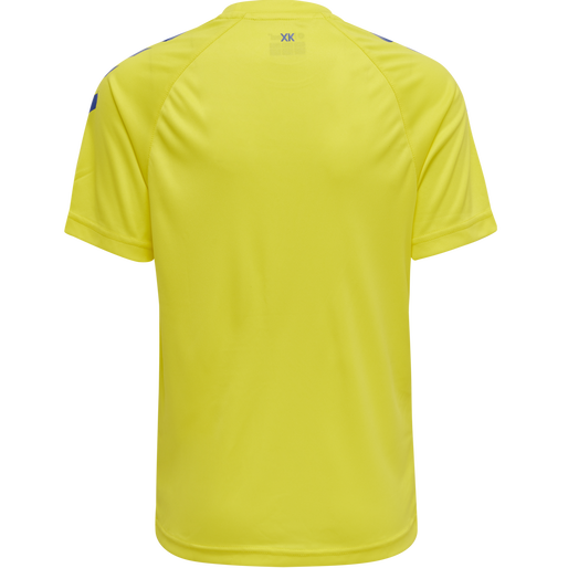 hmlCORE XK CORE POLY TEE S/S KIDS, BLAZING YELLOW/TRUE BLUE, packshot