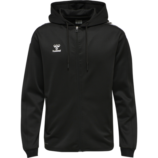 hmlCORE XK POLY ZIP HOOD SWEAT, BLACK, packshot