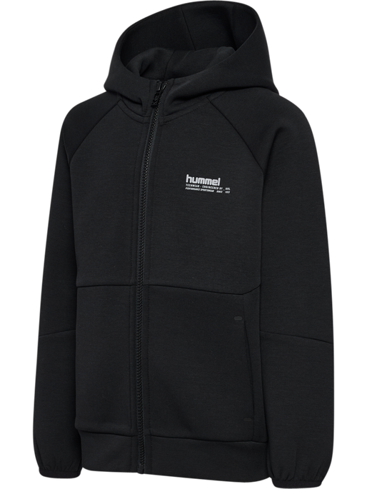 hmlJR TECH FLEECE ZIP HOODIE, BLACK, packshot