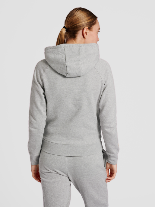 hmlGG12 SWEAT HOODIE WOMAN, GREY MELANGE, model