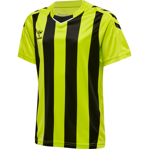 hmlCORE XK STRIPED JERSEY S/S KIDS, LIME POPSICLE/BLACK, packshot