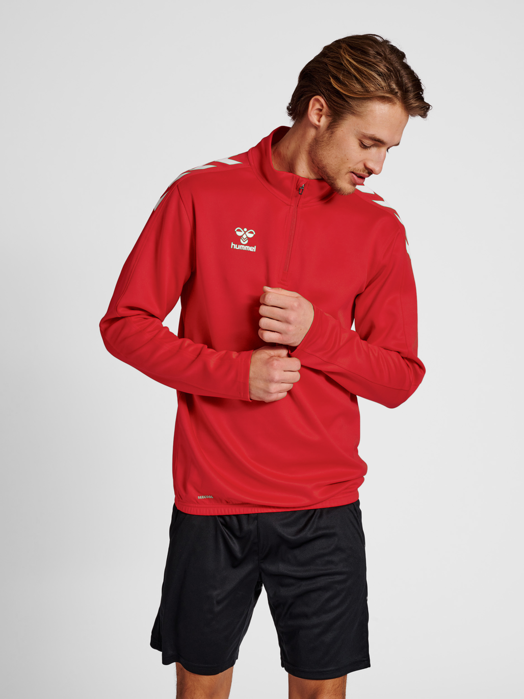 hummel CORE XK HALF ZIP POLY SWEAT - TRUE RED | hummel.pl