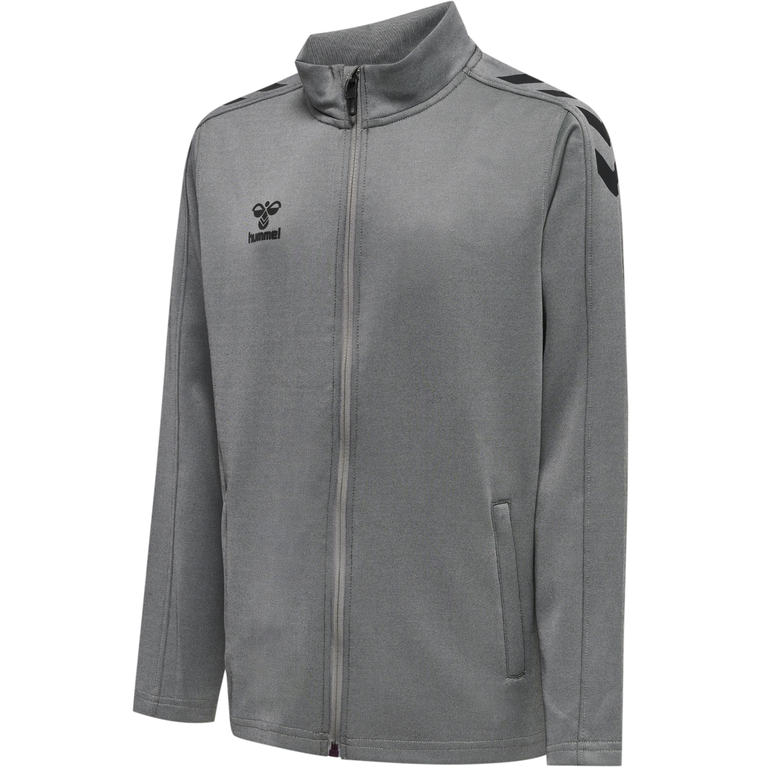 hmlCORE XK POLY ZIP SWEAT KIDS, GREY MELANGE, packshot
