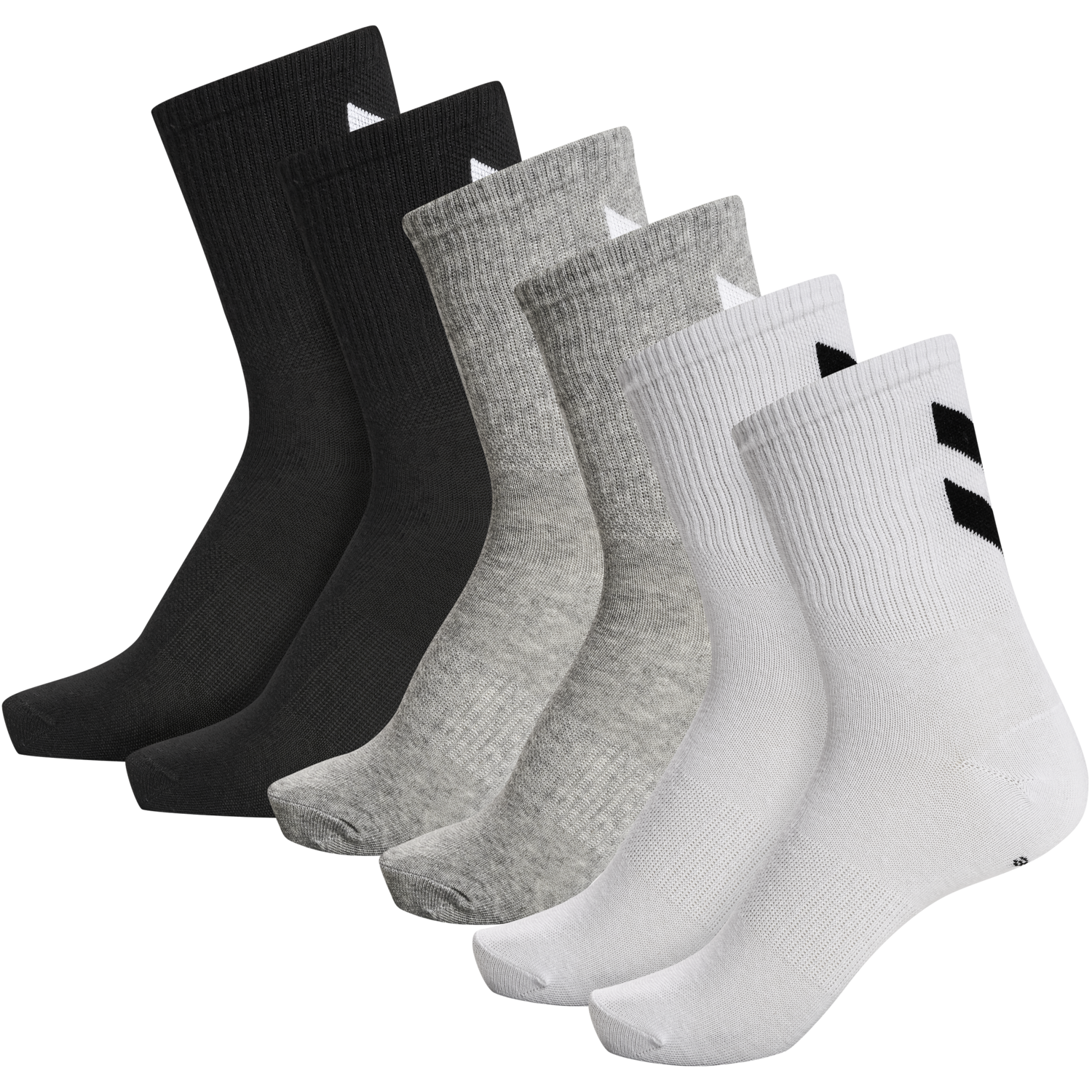 hmlCHEVRON 6-PACK SOCKS, BLACK/WHITE/GREY, packshot