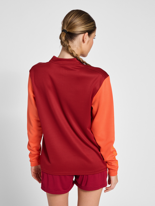 hmlONGRID 1/2 ZIP POLY SWEAT WO, RHUBARB, model