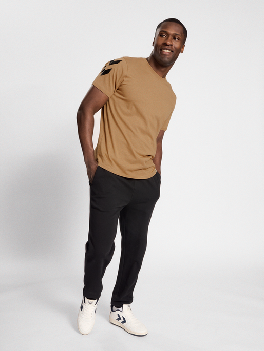 hmlLEGACY CHEVRON T-SHIRT, TIGERS EYE, model