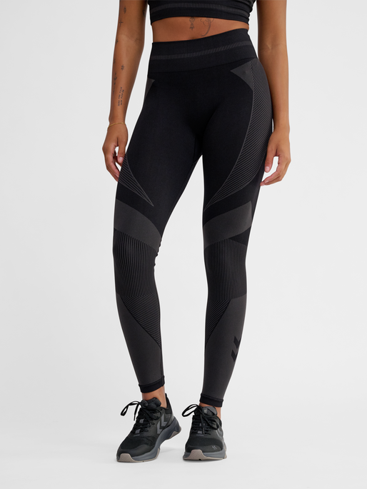 hmlUNITY SEAMLESS MID WAIST TIGHTS, BLACKENED PEARL, model