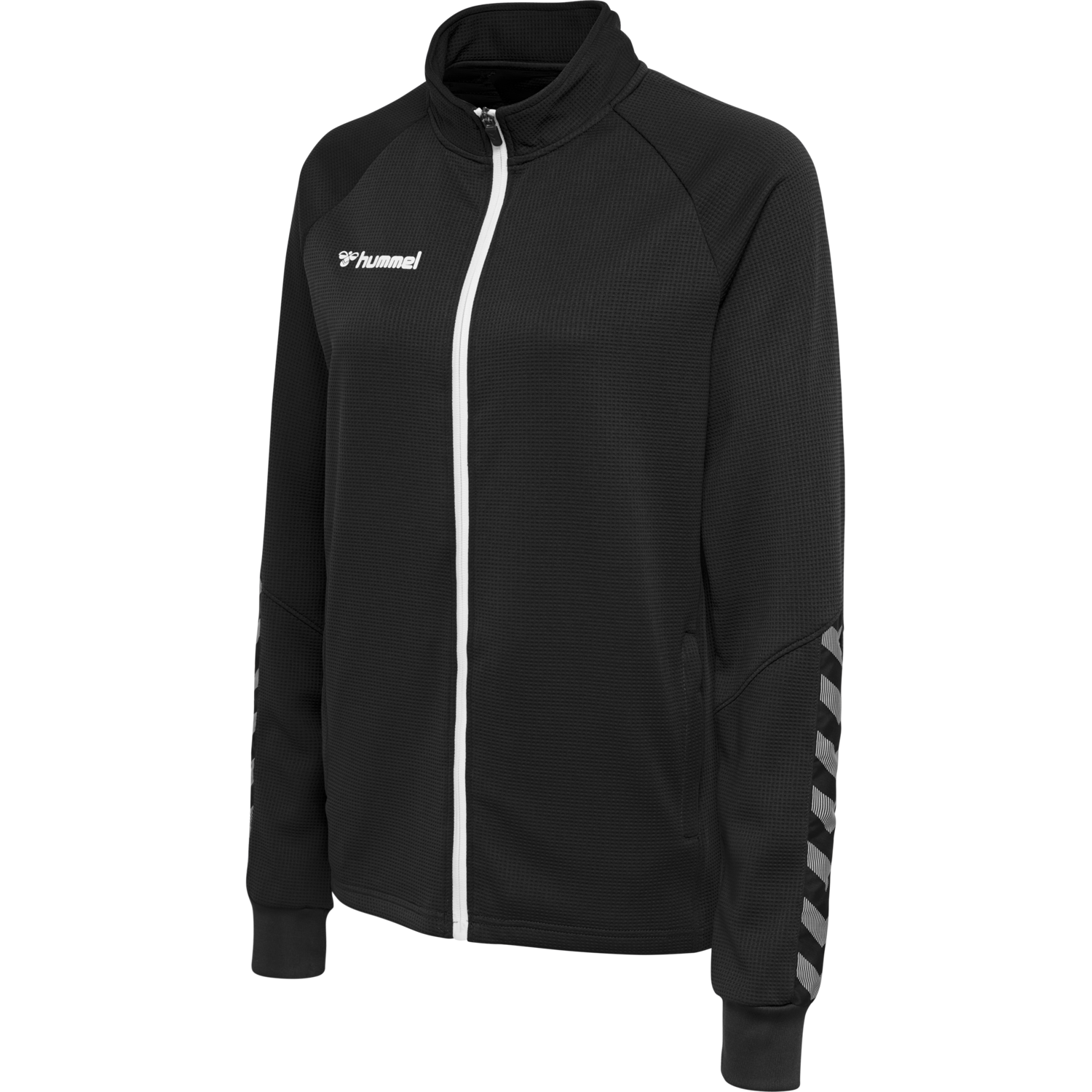 hmlAUTHENTIC WOMEN POLY ZIP JACKET, BLACK/WHITE, packshot