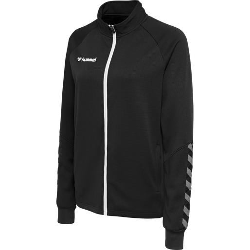 hmlAUTHENTIC WOMEN POLY ZIP JACKET, BLACK/WHITE, packshot
