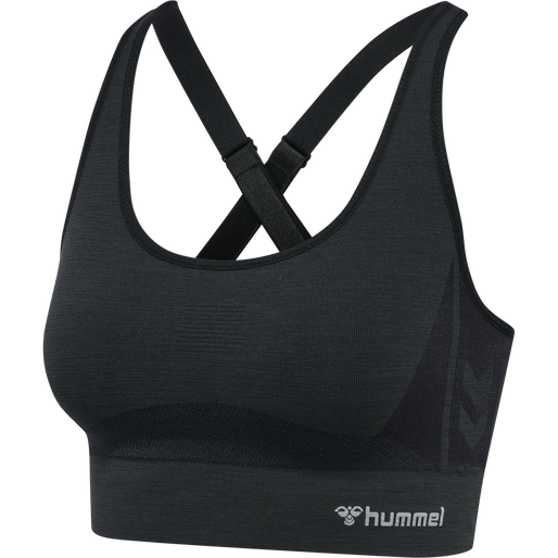 hmlCLEA SEAMLESS  SPORTS TOP, BLACK MELANGE, packshot