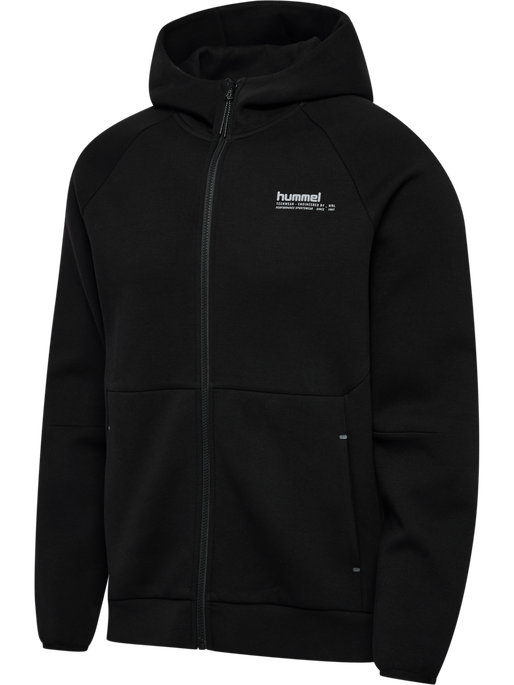 hmlTECH FLEECE REGULAR ZIP HOODIE, BLACK hmlTECH FLEECE REGULAR ZIP HOODIE, BLACK, packshot