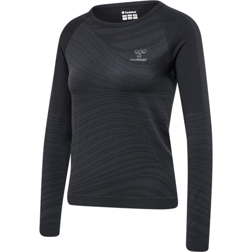 hmlONGRID SEAMLESS L/S WO, JET BLACK/FORGED IRON, packshot