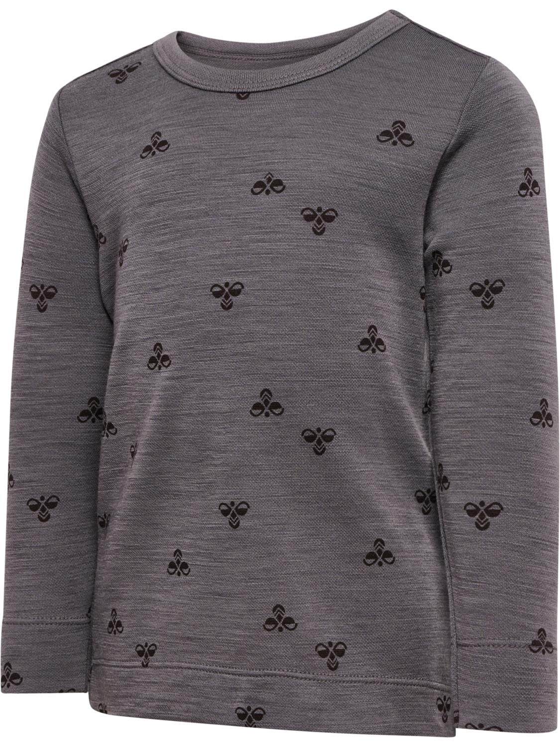 hmlMINI WOOL T-SHIRT L/S, CHARCOAL GRAY, packshot