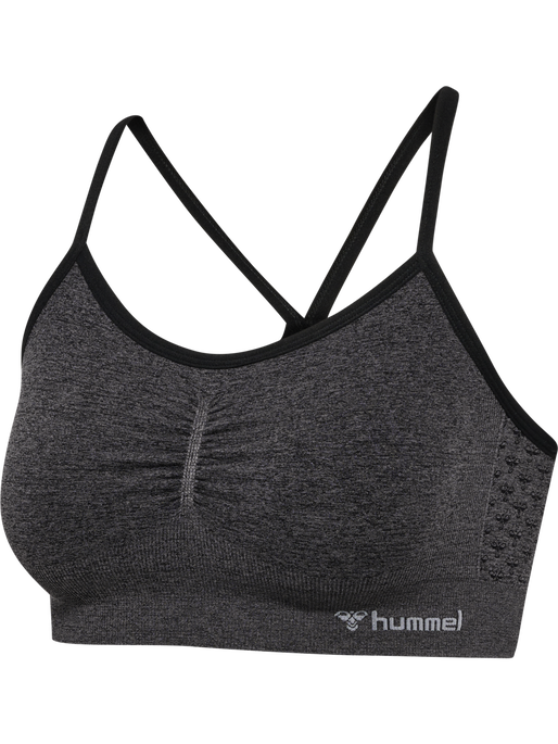 hmlCI SEAMLESS SCRUNCH SPORTS BRA, BLACK MELANGE, packshot