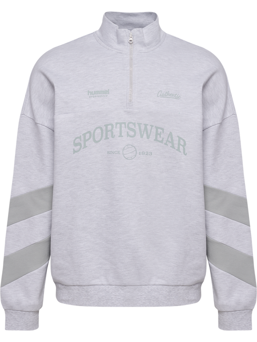 hmlOVERSIZED HALFZIP SW, LIGHT GREY MELANGE hmlOVERSIZED HALFZIP SW, LIGHT GREY MELANGE, packshot