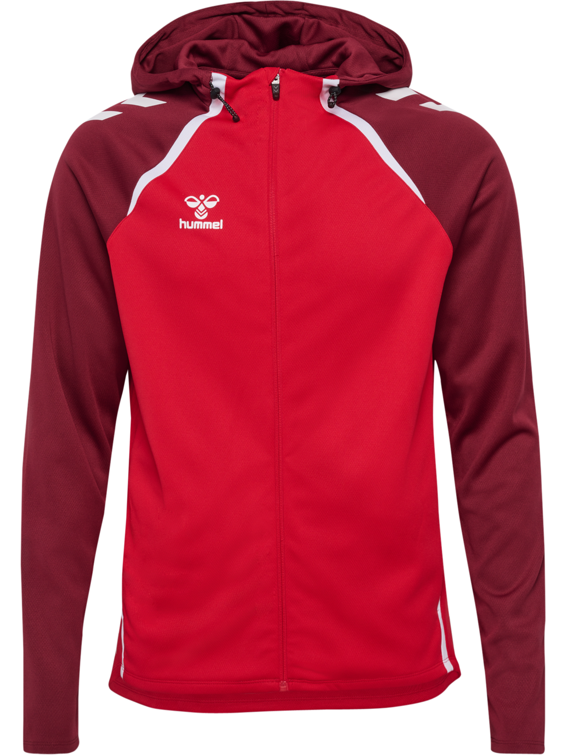 hmlLEAD 2.0 ZIP HOODIE, TRUE RED/MAROON, packshot