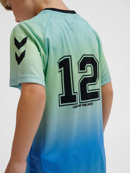 hmlSHIMMER T-SHIRT S/S, LICHEN BLUE, model