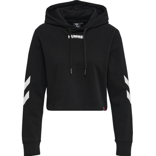 hmlLEGACY WOMAN CROPPED HOODIE, BLACK hmlLEGACY WOMAN CROPPED HOODIE, BLACK, packshot