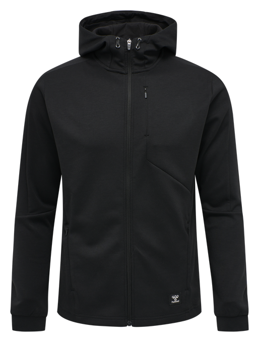 hmlTROPPER ZIP HOODIE, BLACK, packshot