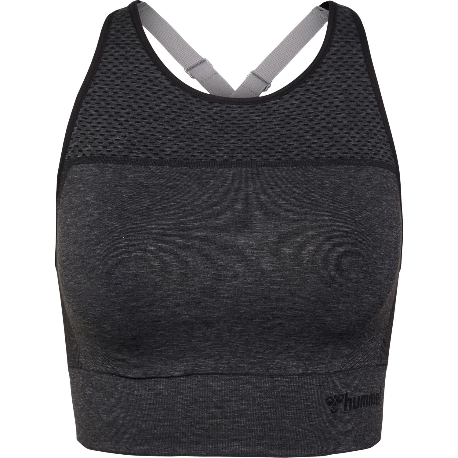 hmlMT HANA 2.0 SEAMLESS SPORTS TOP, BLACK MELANGE, packshot