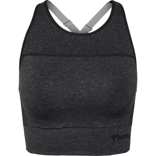 hmlMT HANA 2.0 SEAMLESS SPORTS TOP, BLACK MELANGE, packshot