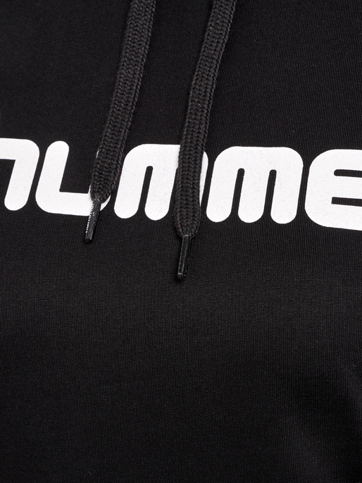 HMLGO COTTON LOGO HOODIE WOMAN, BLACK HMLGO COTTON LOGO HOODIE WOMAN, BLACK, packshot