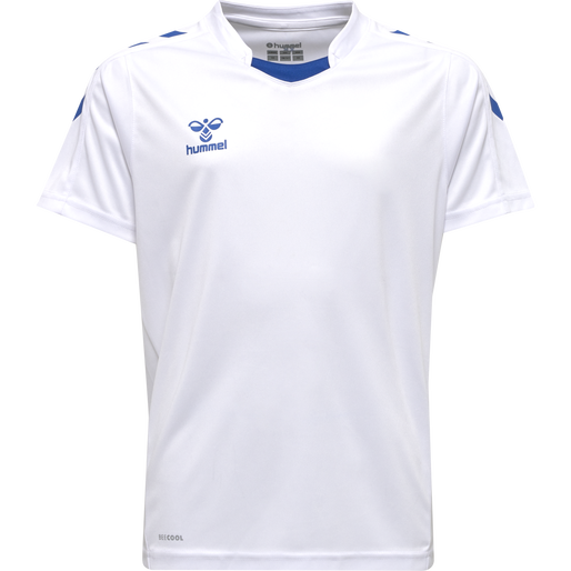 hmlCORE XK POLY JERSEY S/S KIDS, WHITE/TRUE BLUE, packshot