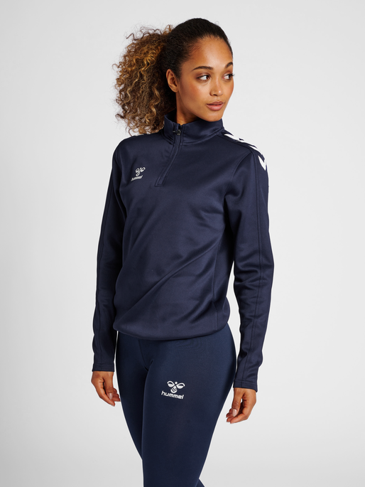 hmlCORE XK HALF ZIP SWEAT WOMAN, MARINE, model