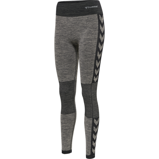 hmlCLEA SEAMLESS MID WAIST TIGHTS, CHATEAU GRAY/BLACK MELANGE, packshot