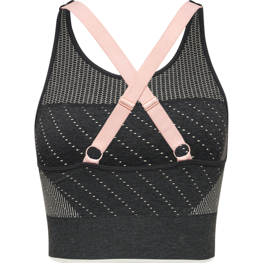 hmlMT HANA SEAMLESS SPORTS TOP, BLACK MELANGE hmlMT HANA SEAMLESS SPORTS TOP, BLACK MELANGE, packshot