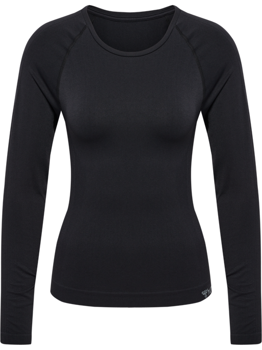hmlTIF SEAMLESS T-SHIRT L/S, BLACK, packshot