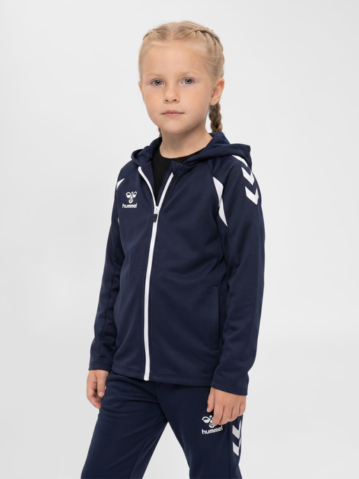 hmlCORE 2.0 ZIP HOODIE KIDS, MARINE/WHITE, model