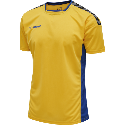 hmlAUTHENTIC POLY JERSEY S/S, SPORTS YELLOW/TRUE BLUE, packshot