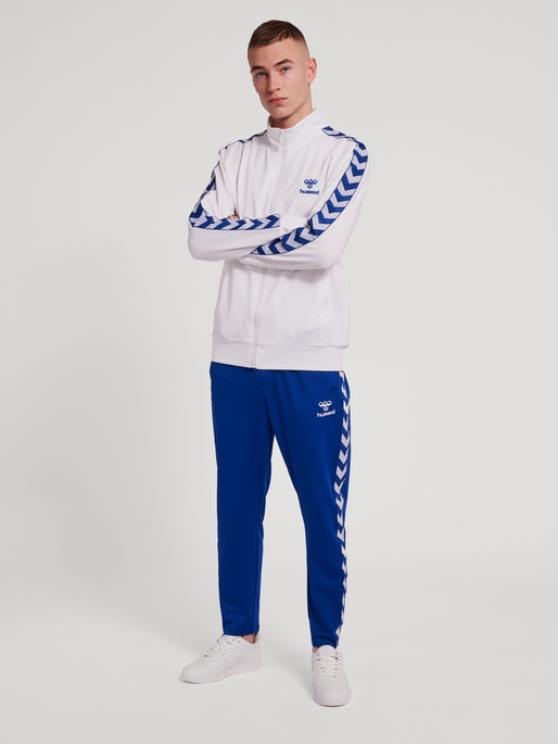 hmlNATHAN 2.0 ZIP JACKET, WHITE/TRUE BLUE, model