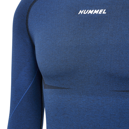 hmlTE MIKE SEAMLESS T-SHIRT L/S, INSIGNIA BLUE/BLACK MELANGE, packshot