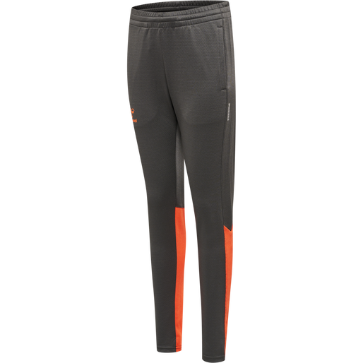 hmlONGRID POLY PANTS KIDS, FORGED IRON/NASTURIUM, packshot