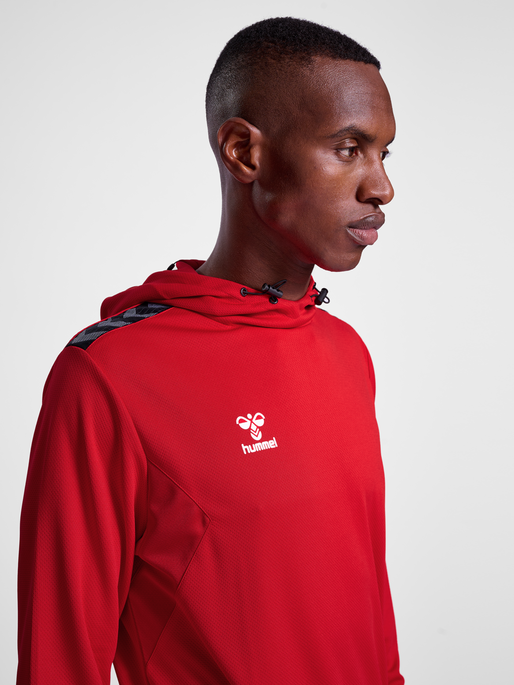 hmlAUTHENTIC PL HOODIE, TRUE RED, model