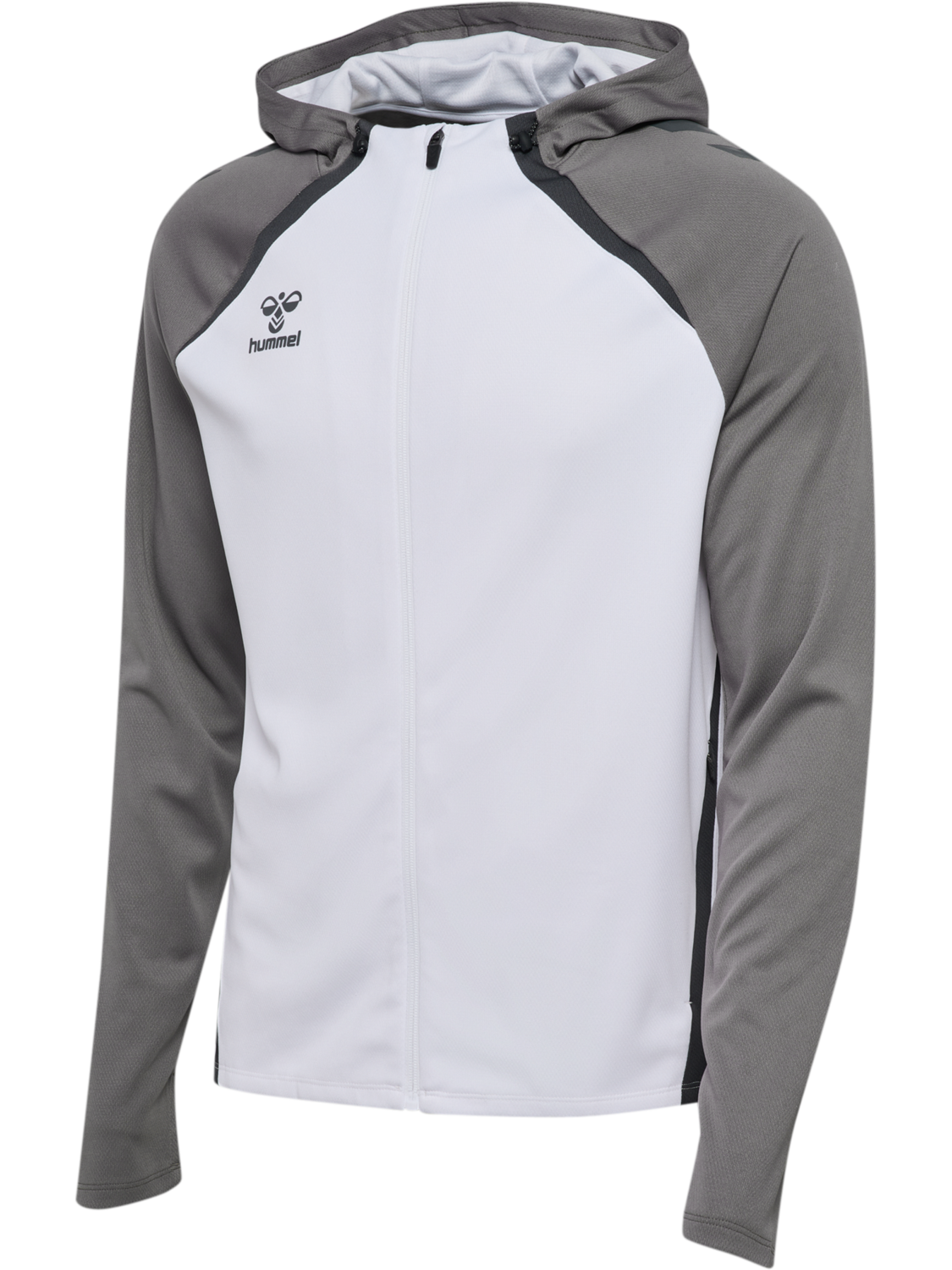 hmlLEAD 2.0 ZIP HOODIE, WHITE/STEEL GRAY, packshot