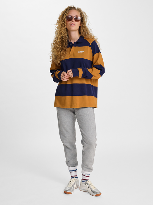 hmlLOOSE STRIPED POLO L/S, ASTRAL AURA, model