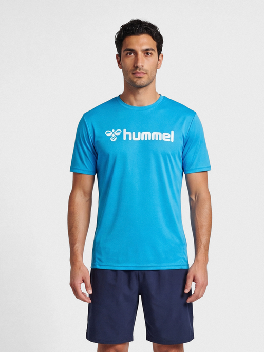 hmlLOGO JERSEY S/S, DIVA BLUE, model