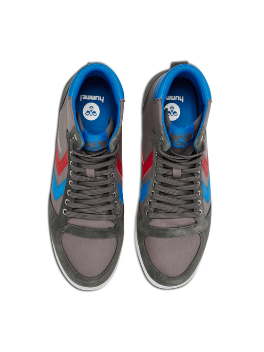 HUMMEL SLIMMER STADIL HIGH, CASTLEROCK/RIBBONRED/BRIL BLUE, packshot