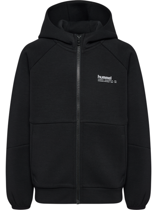 hmlJR TECH FLEECE ZIP HOODIE, BLACK, packshot