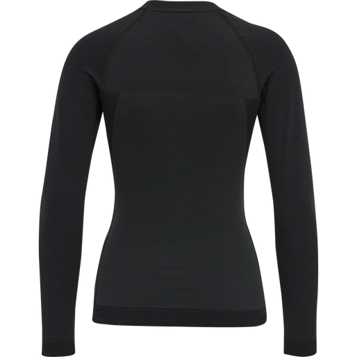 hmlCLEA SEAMLESS TIGHT T-SHIRT L/S, BLACK MELANGE, packshot