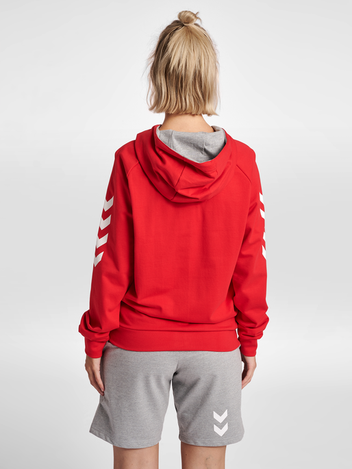 HMLGO COTTON ZIP HOODIE WOMAN, TRUE RED, model