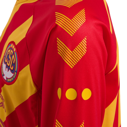 hmlCSC 19/20 KIDS HOME JERSEY LS, TRUE RED/SPORTS YELLOW W/SPONS hmlCSC 19/20 KIDS HOME JERSEY LS, TRUE RED/SPORTS YELLOW W/SPONS, packshot